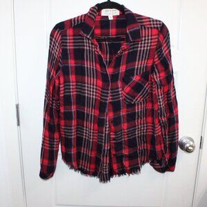 Cloth And Stone Long Sleeve Button‎ Down Plaid Shirt Size Small Red Black
